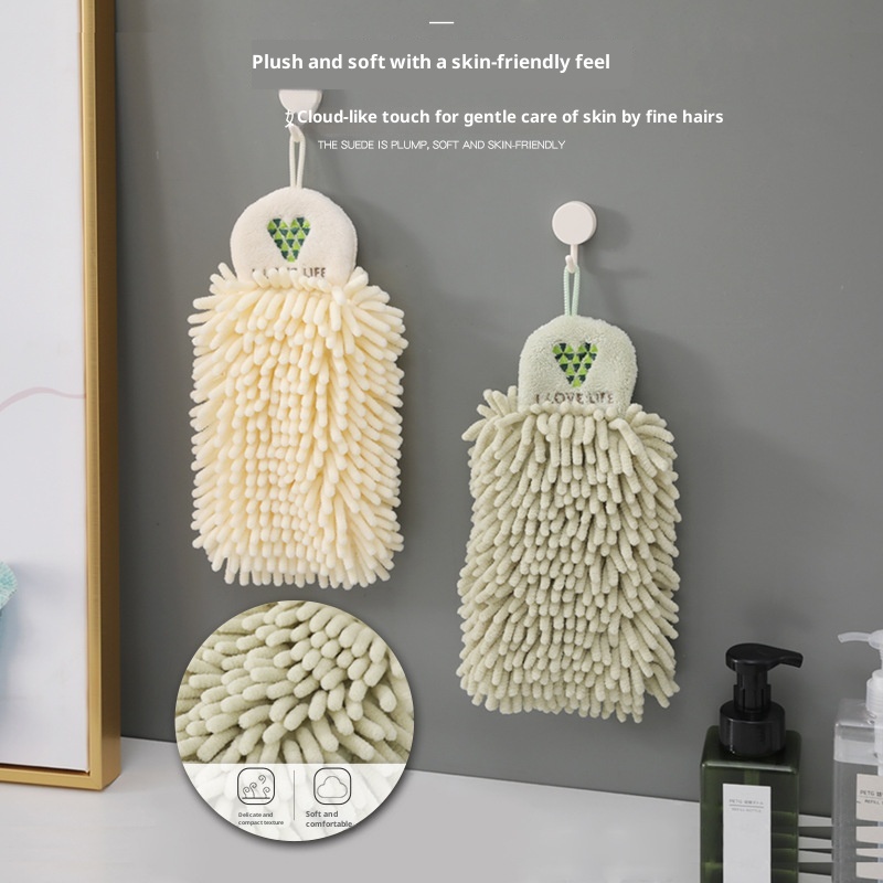 Lillian Doubo Hot Sale Chenille Kitchen Bathroom Wall-Mounted Absorbent Quick-Dry Hand Towel Cloth_voghion.com