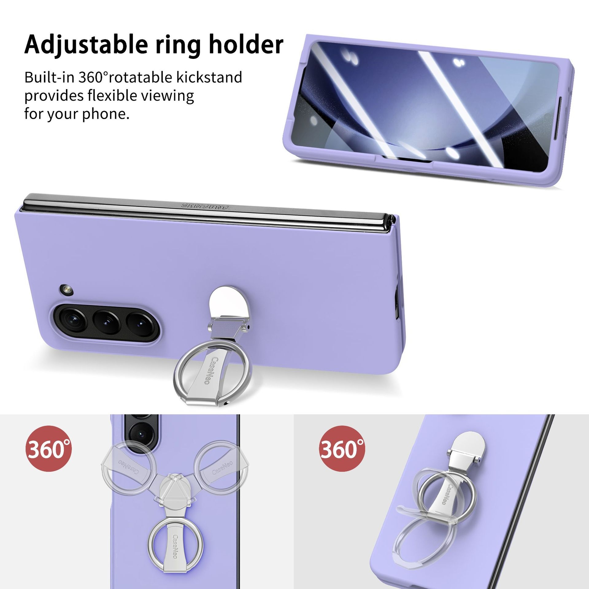 TechGlobe Compatible With Samsung ZFold7 And Screen Protector Integrated Phone Case Exquisite Boxed 360 Multi-Angle Rotating Stand_voghion.com