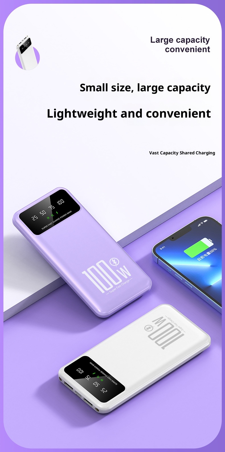 techglobe Super Fast Charging 100W Custom Gift Mini Built-in Cable Bank 20000mAh Wholesale Mobile Power Supply_voghion.com