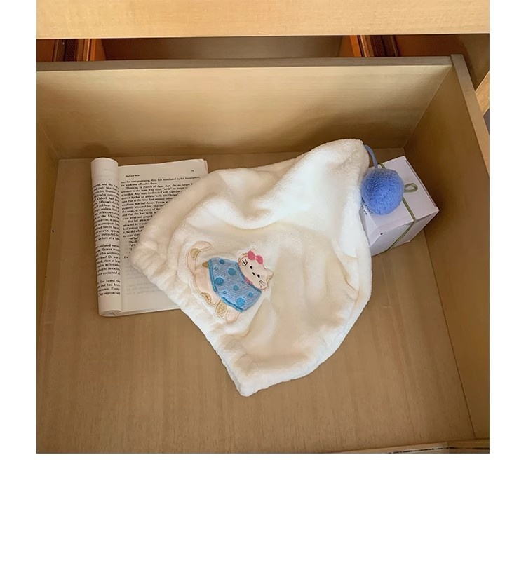 Lillian Cartoon Kitten Coral Fleece Drying Women, Super Absorbent Quick-Dry Hair Wrap, Thickened Home Towel Shower Cap For_voghion.com