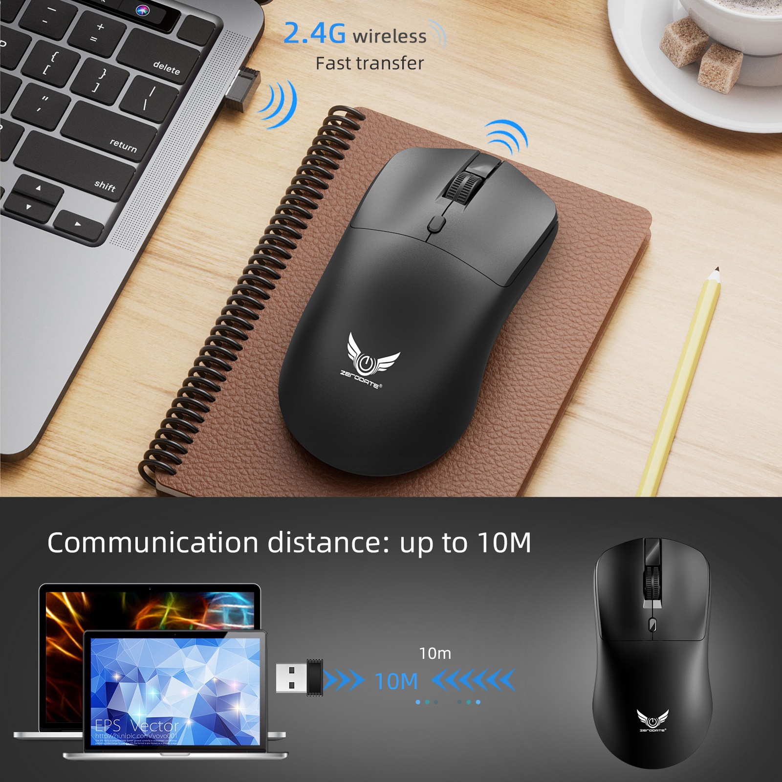Mouse wireless leggero con batteria, pulsante audio, 2,4 G T2, tre livelli DPI, disponibile in magazzino Techglobe Factory_voghion.com