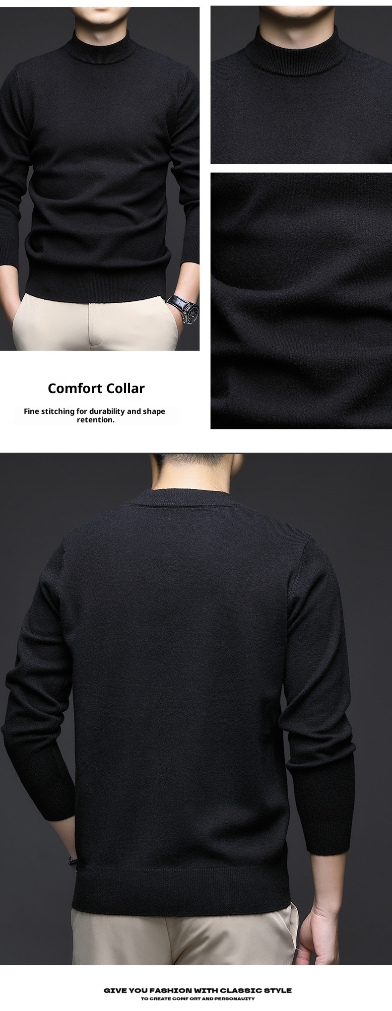 boy Boy Boy Boy Wholesale High Volume Men's Wool Blend Quality Half Turtleneck Multi-color Korean Version Youth Casual Base Sweater Men_voghion.com