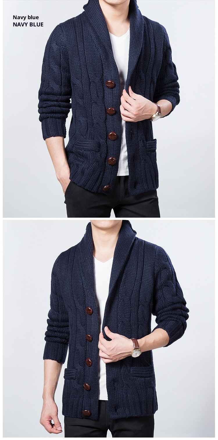 niño Niño Niño Niño Fuente transfronteriza Abrigo de lana informal para hombre Primavera y otoño Nuevo estilo Cárdigan de punto Solapa grande Tallas grandes De moda_voghion.com