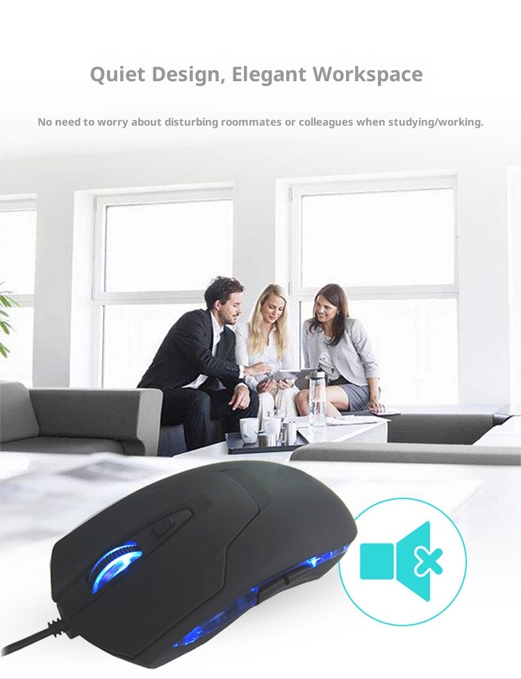 Techglobe Manufacturer Wholesale Computer Accessories Blue Light Emitting Type C Office Wired Gaming Mouse_voghion.com