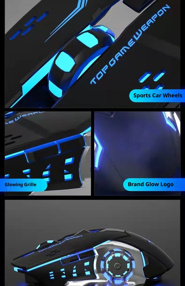 Mouse wireless Digitex Hot Wheels, silenzioso, con suono e rumore, per giochi e-sport, ricaricabile, luminoso, per ufficio, direttamente dalla fabbrica_voghion.com