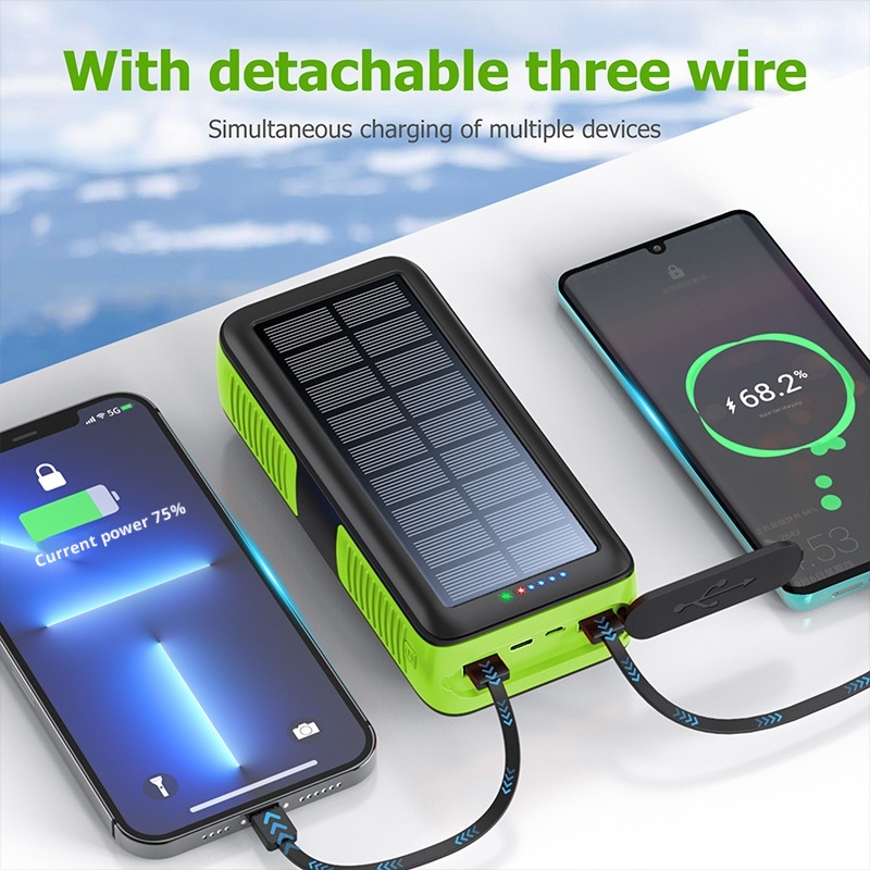 TechGlobe Hand Crank Solar Bank 61200mAh With Built-in Cable, Two-Way Fast Charging Power Pack PSE/METI_voghion.com
