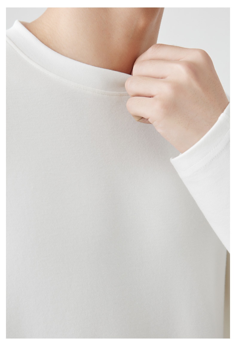 QFV507045555501<2 T-shirt a maniche lunghe da uomo in cotone peruviano pettinato 260 g, primavera estate 2025, nuova maglietta da uomo con strato interno in tinta unita_voghion.com