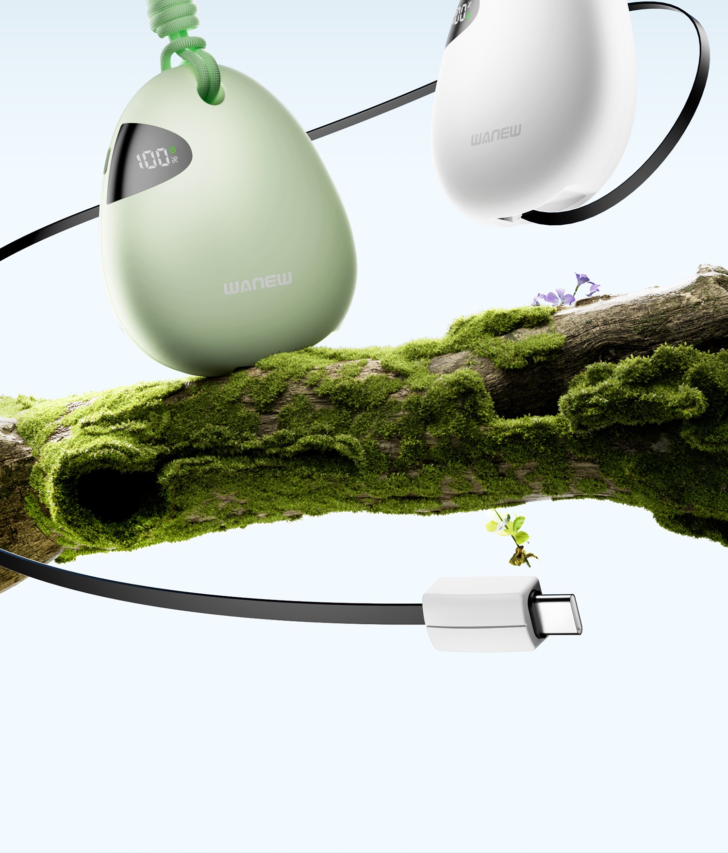 techglobe Gulfstream Pebble 3C Outdoor 10000mAh Mobile Power Bank Large Capacity Retractable Cable 66W Portable Charger_voghion.com