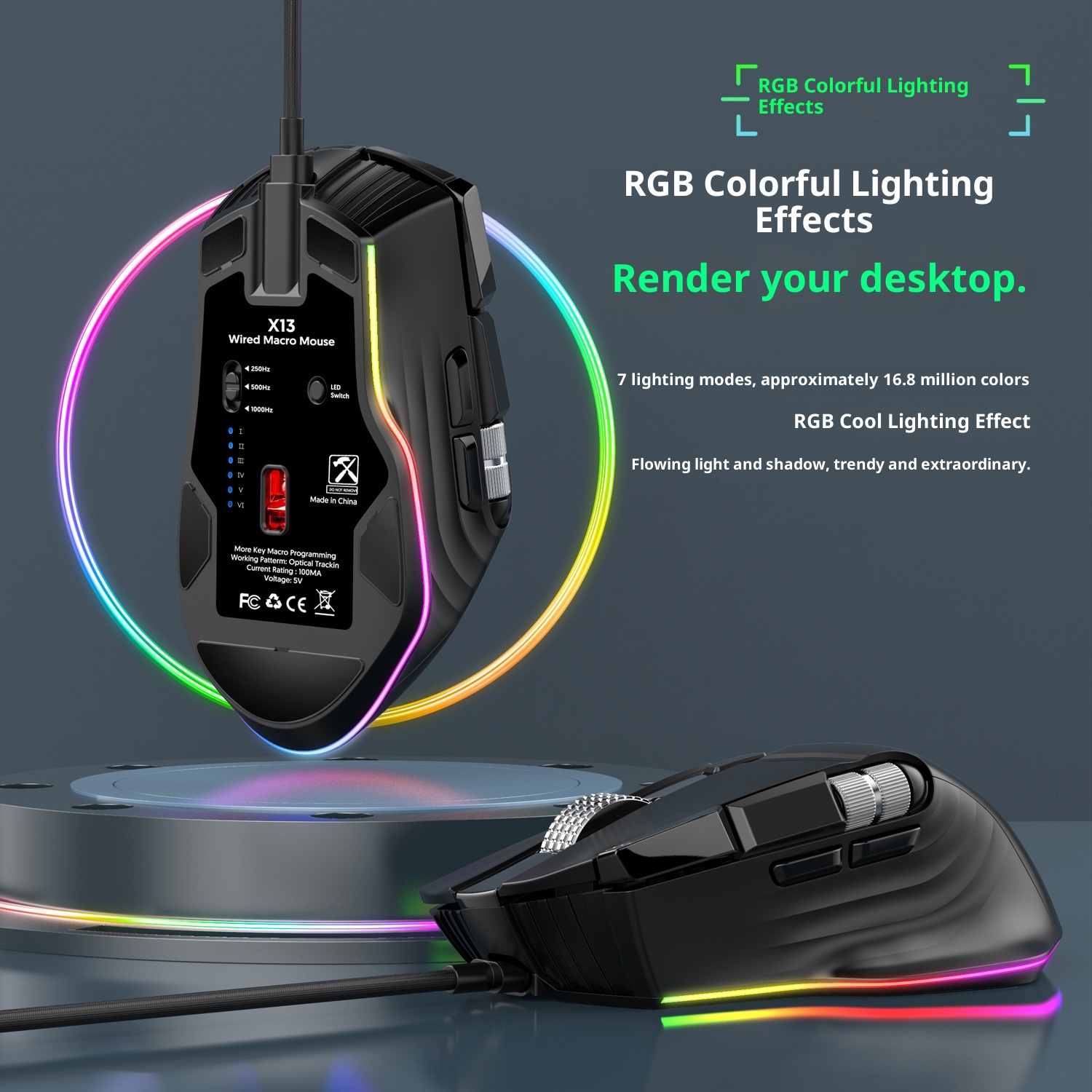 Digitex Digitex Ro Definition Dual Scroll Wheel Swinging Full Speed Gaming Mouse, Computer Accessories E-sports RGB Desktop Usb_voghion.com