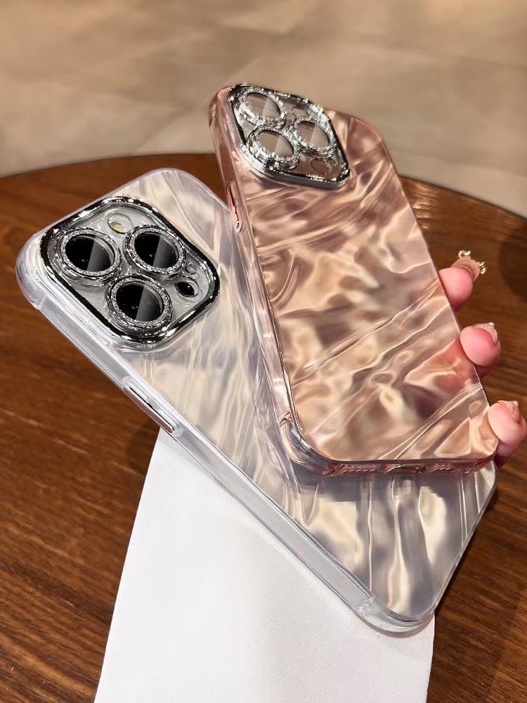 TechGlobe TechGlobe Water Ripple Glitter Lens Film Compatible With IPhone 15 14 Pro Max Phone Case 13/14 12 For Women Shiny_voghion.com