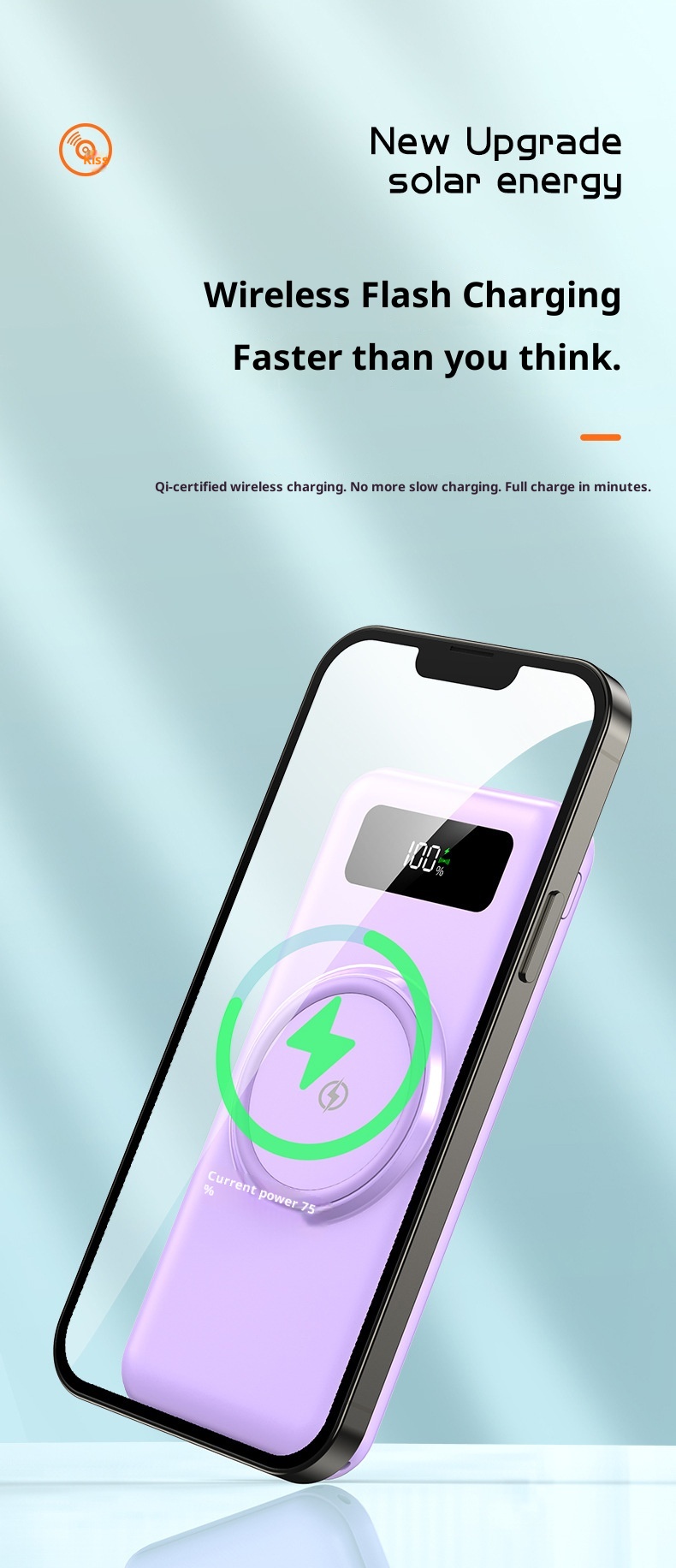 techglobe Grenzüberschreitende drahtlose Powerbank mit integriertem Kabel, großer Kapazität (20000 mAh), Schnellladefunktion, individuell anpassbar_voghion.com