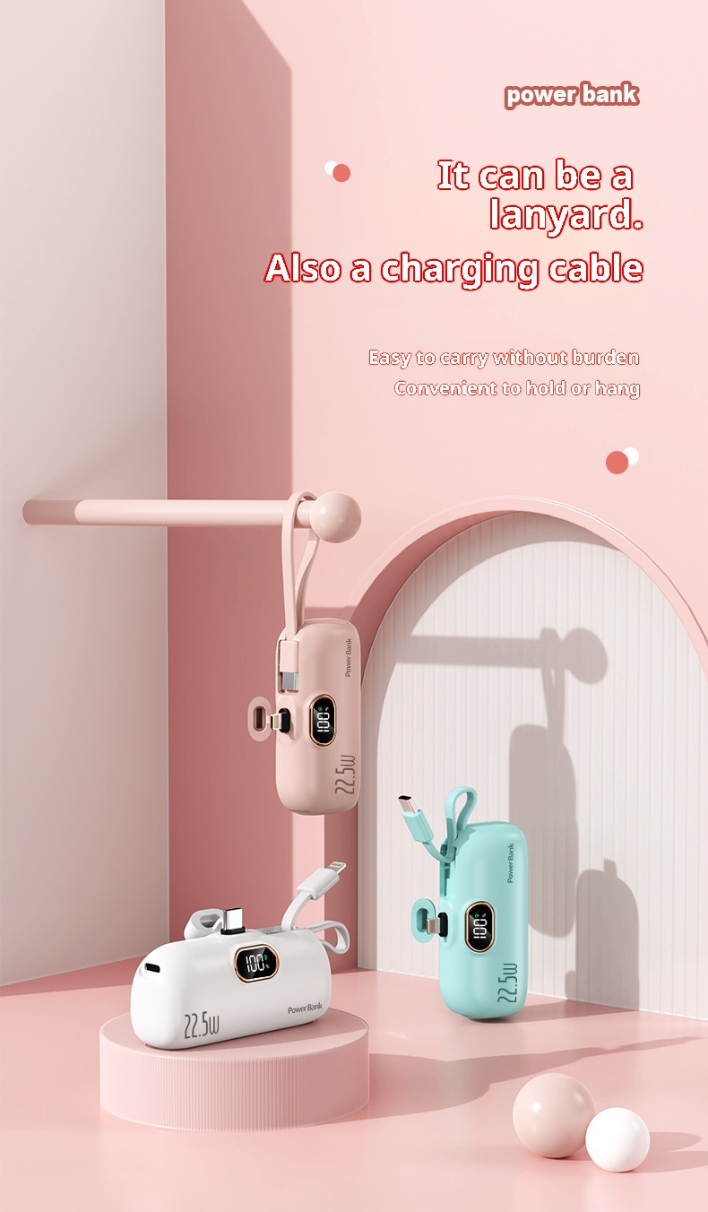 techglobe Cross-Border Digital Display Mini Compact Portable Capsule Pocket Bank 22.5W Fast Charging Mobile Power Wholesale_voghion.com