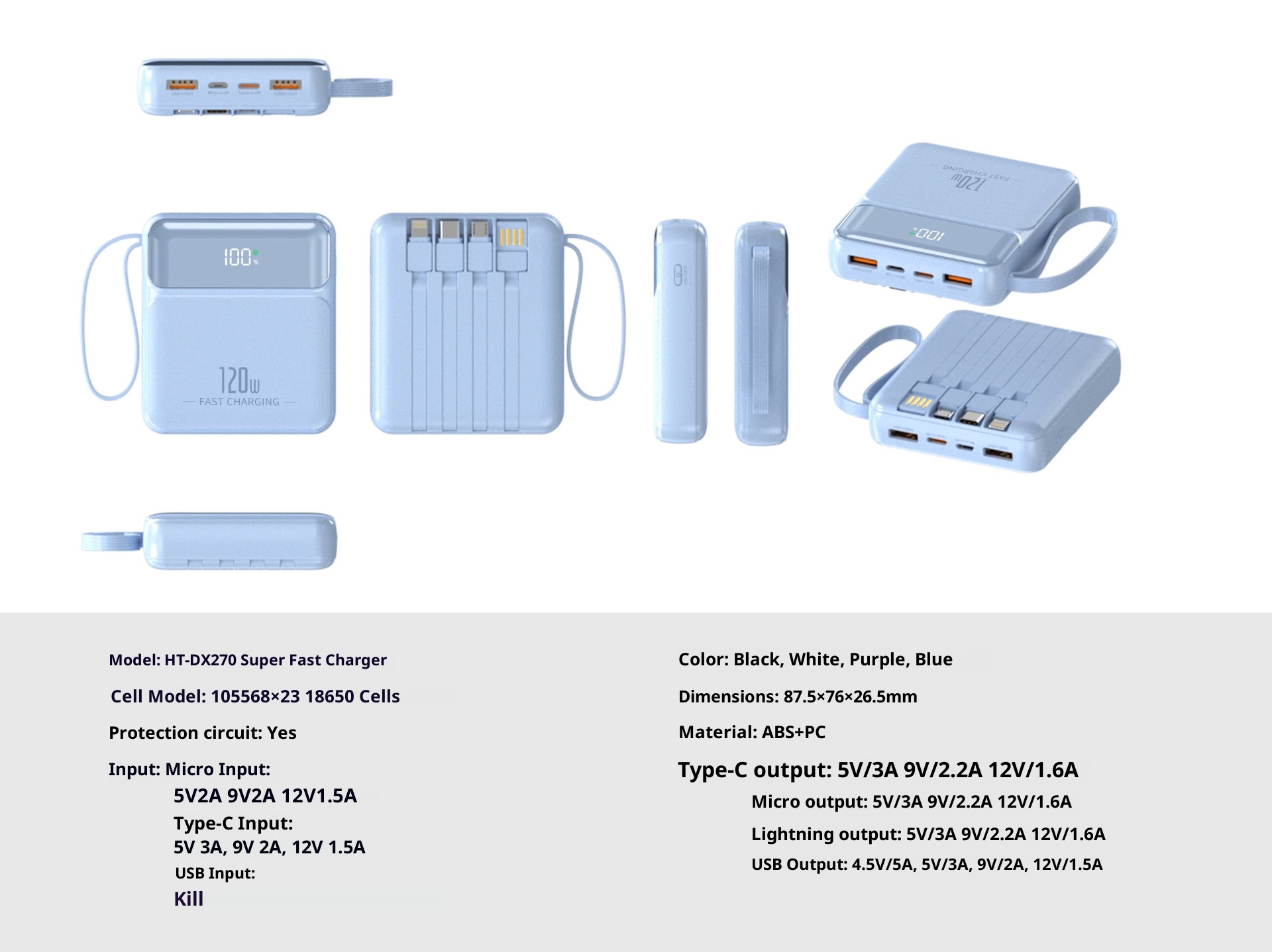 techglobe 3C-zertifizierte Mini-Powerbank mit ultraschnellem Ladekabel und großer Kapazität – kundenspezifische mobile Stromversorgung im Großhandel_voghion.com