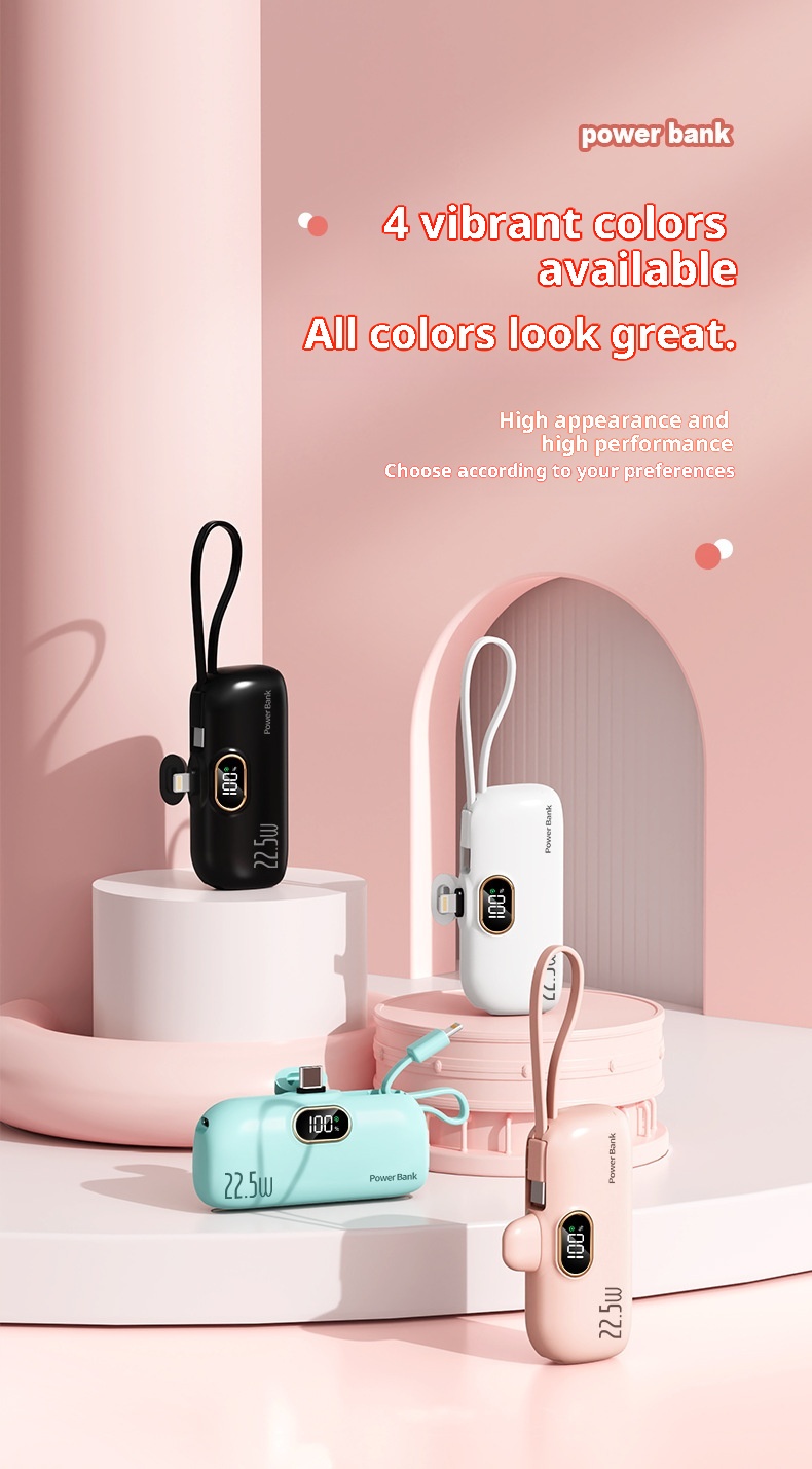 techglobe Cross-Border Digital Display Mini Compact Portable Capsule Pocket Bank 22.5W Fast Charging Mobile Power Wholesale_voghion.com
