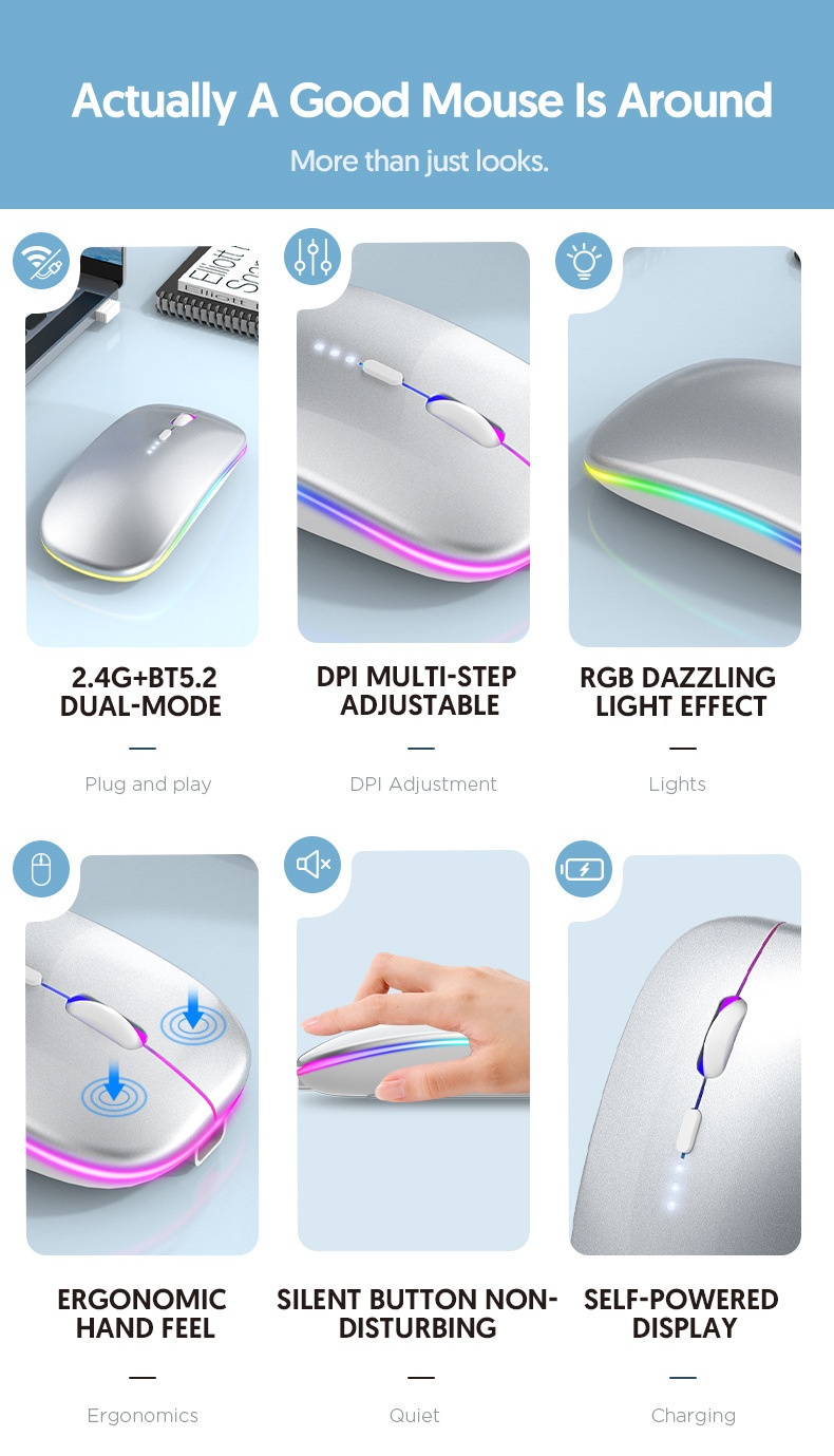 Techglobe Hot-Selling Type-C Charging Silent Bluetooth Dual-Mode Power Display Wireless Mouse Universal For Phones And_voghion.com