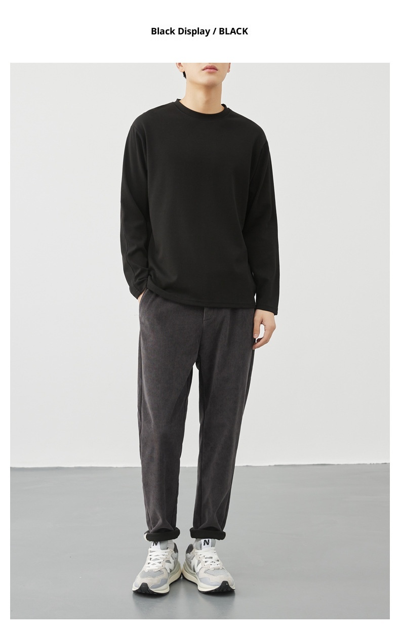 QFV507045555501<2 T-shirt a maniche lunghe da uomo in cotone peruviano pettinato 260 g, primavera estate 2025, nuova maglietta da uomo con strato interno in tinta unita_voghion.com