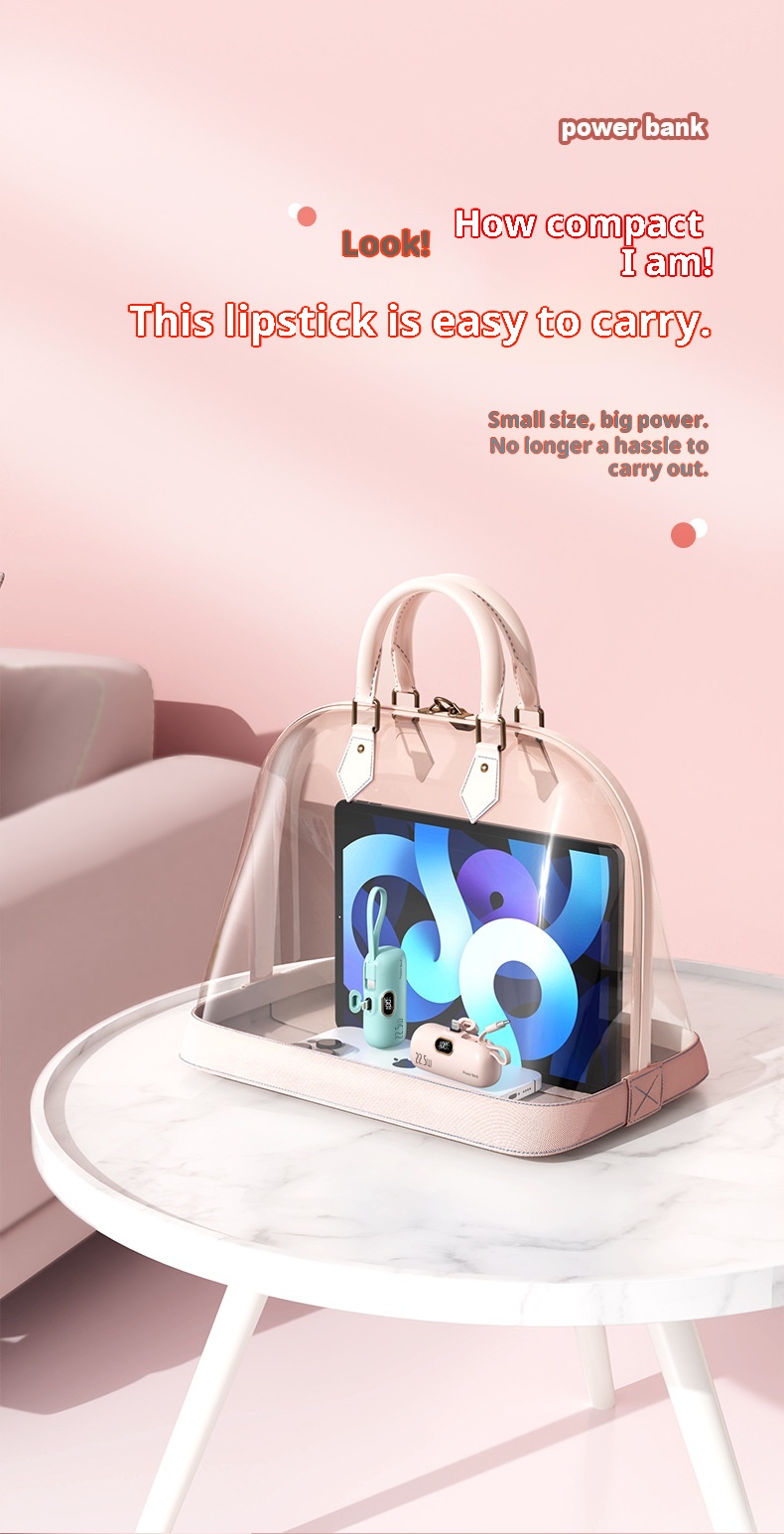 techglobe Cross-Border Digital Display Mini Compact Portable Capsule Pocket Bank 22.5W Fast Charging Mobile Power Wholesale_voghion.com