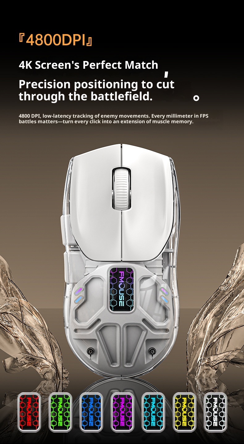 Digitex Digitex Huma Wireless Bluetooth Three-Mode Semi-Transparent Ro Programming Silent E-Sports Gaming Mouse_voghion.com