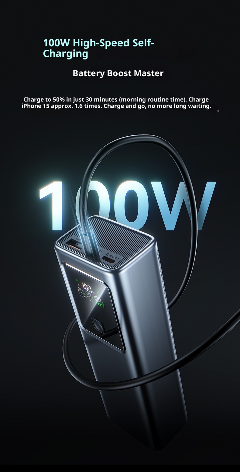 techglobe Power Bank 100W Super Fast Charging 20000mAh Large Capacity Laptop Portable Charger Custom Lithium Battery_voghion.com