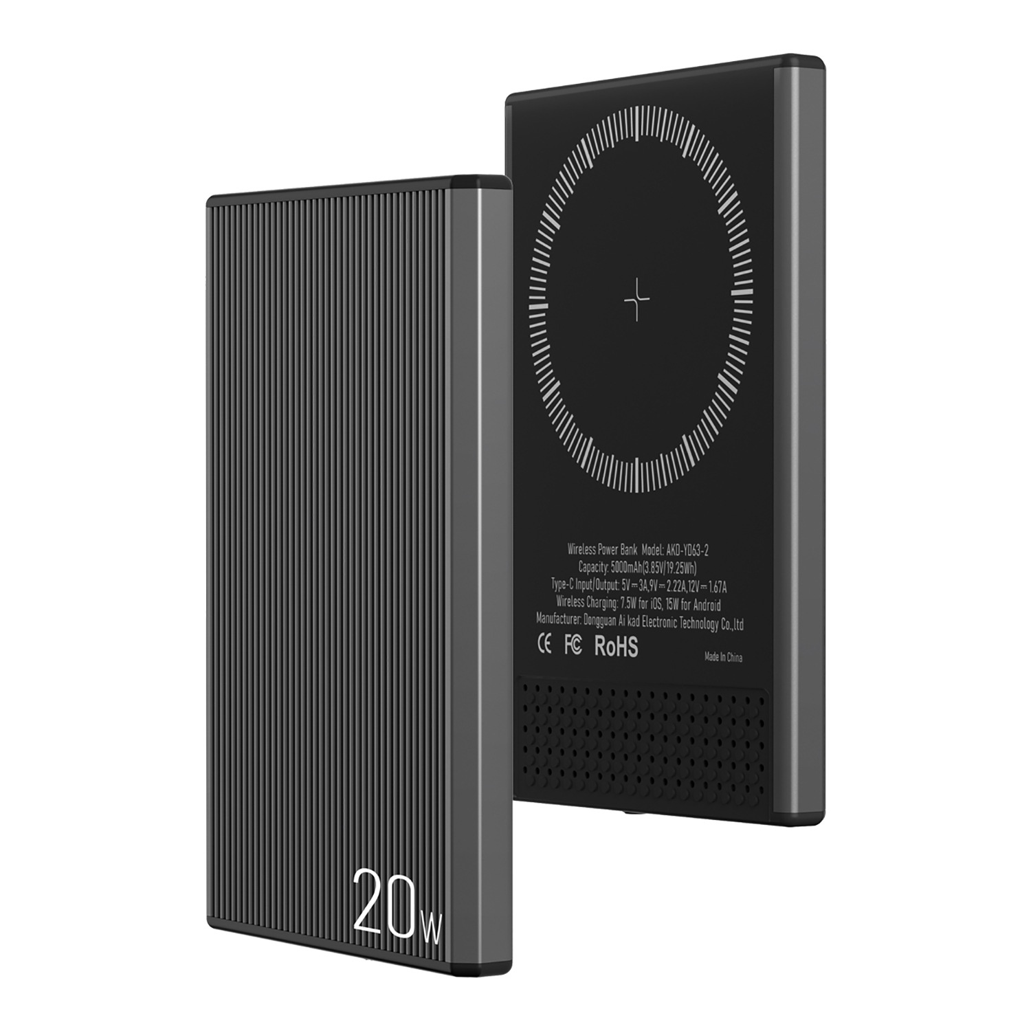 techglobe New Ultra-Thin Magnetic Wireless Power Bank PD20W Two-Way Fast Charging 5000/10000mAh Wholesale_voghion.com