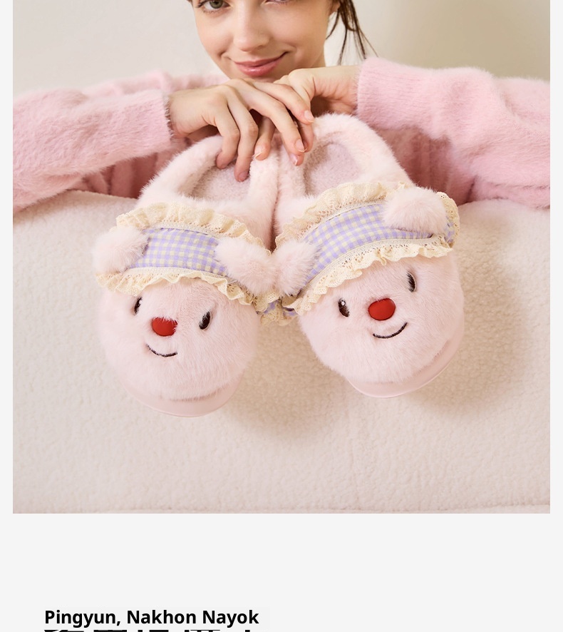 Zees Hot-Selling Bear Cotton For Women, Autumn And Warm Slippers, Winter Indoor Home Plush Slippers_voghion.com