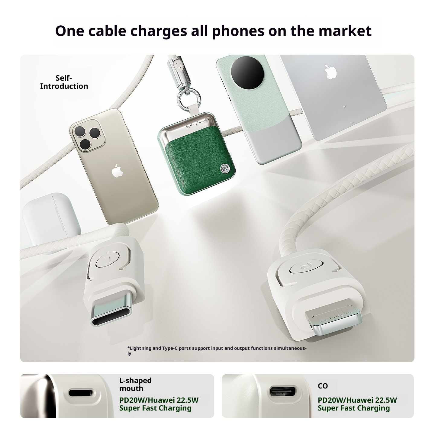 techglobe Cross-border Patent 3C Certification Mini Built-in Cable Bank 10000mAh Fast Charging Compact Portable Mobile Power_voghion.com