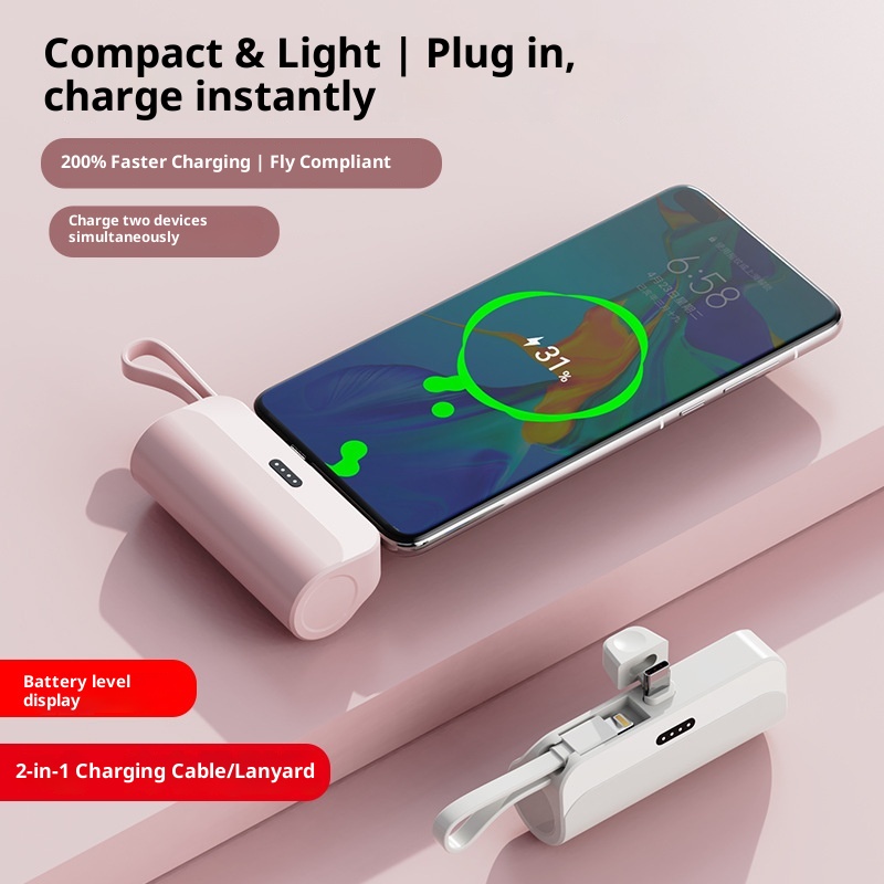 techglobe KC Mini-Notfall-Powerbank 5000mAh, tragbar, für den mobilen Einsatz, ideal als Geschenk für den grenzüberschreitenden Handel, Großhandel_voghion.com