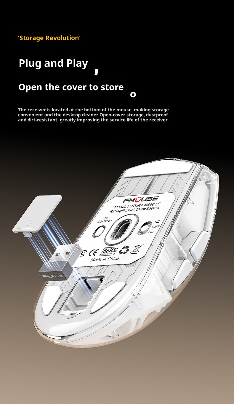 Digitex Digitex Huma Wireless Bluetooth Three-Mode Semi-Transparent Ro Programming Silent E-Sports Gaming Mouse_voghion.com