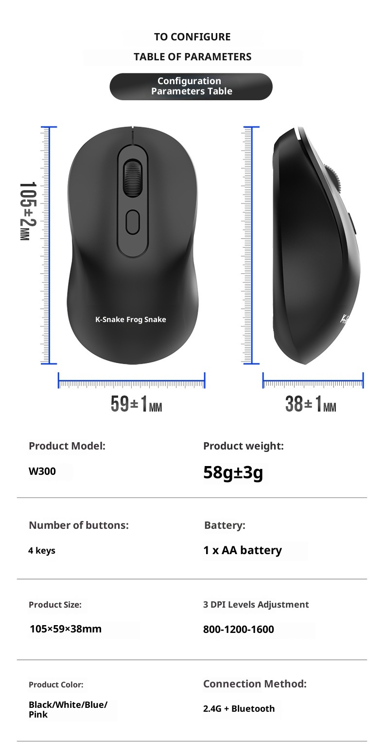 Digitex Digitex Viper W300 Wireless 2.4G Bluetooth Dual Mode Laptop Universal Power Saving Business Office 4D Mouse_voghion.com