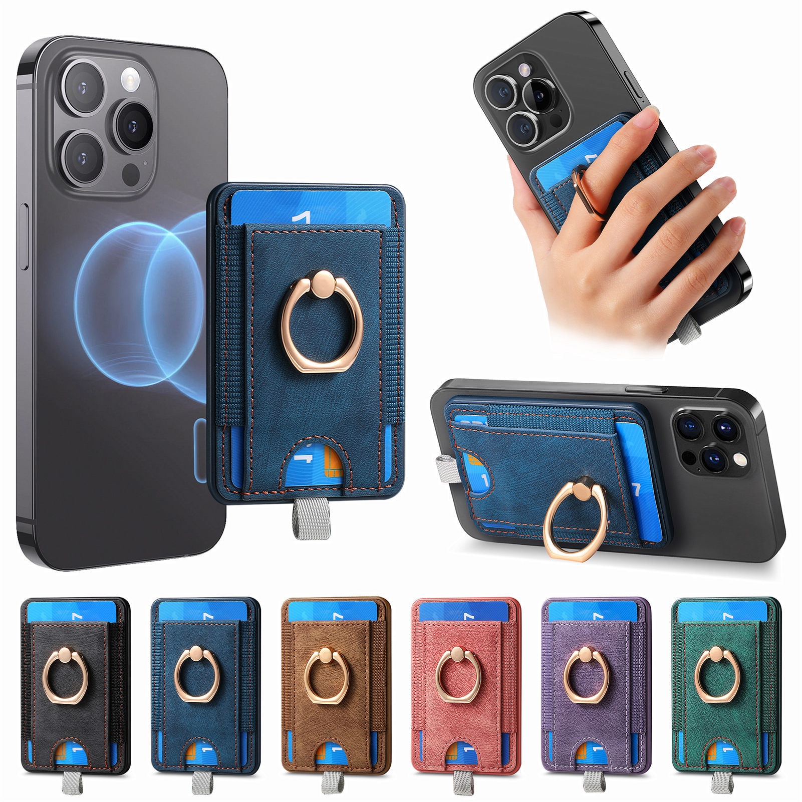 TechGlobe New Magnetic Wallet Coin Clip PU Leather Back Sticker Card Holder Strong Magnet In Stock_voghion.com