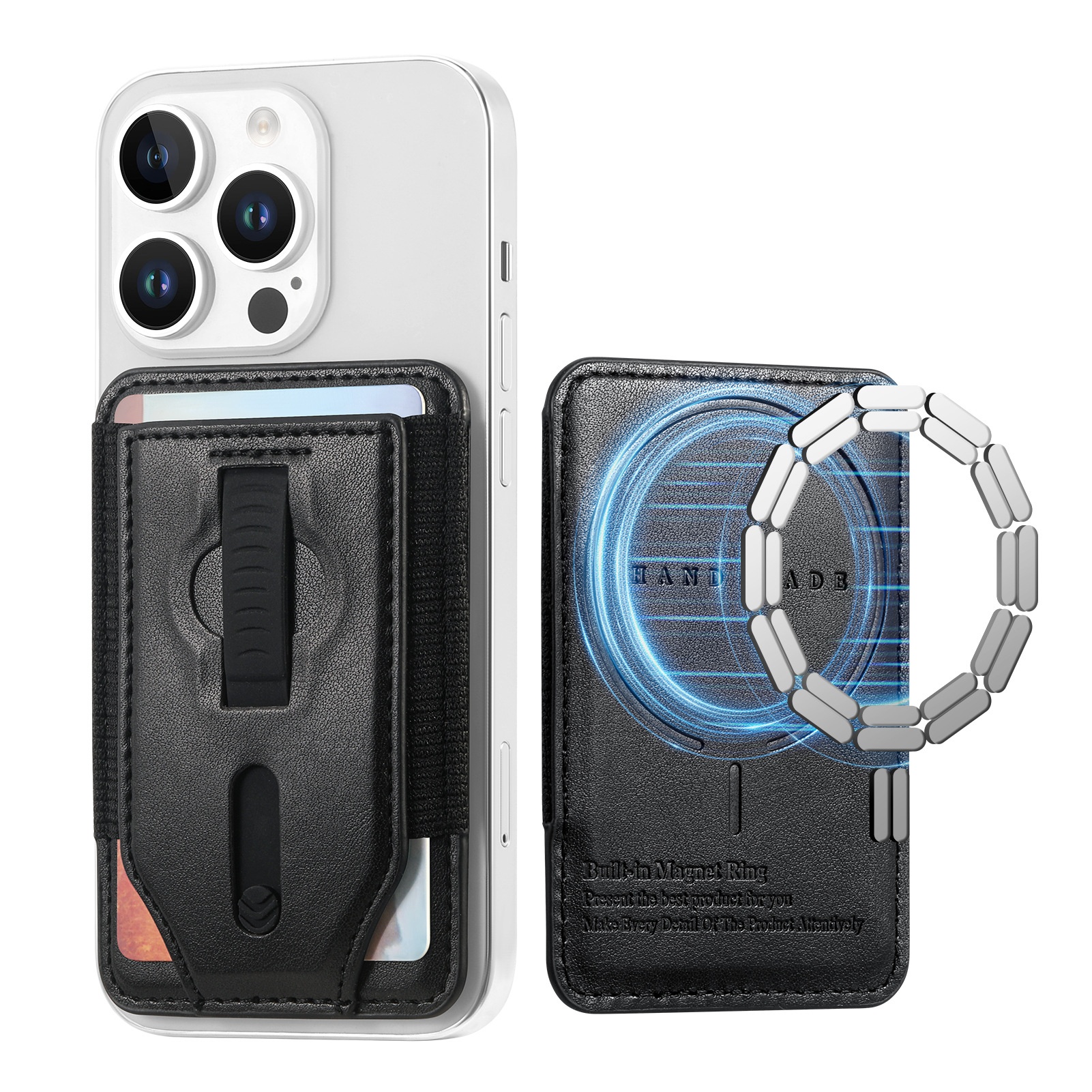 TechGlobe Compatible With IPhone 17 Magnetic Holder Card Hidden Retractable Elastic Wrist Strap N52 Phone Case_voghion.com