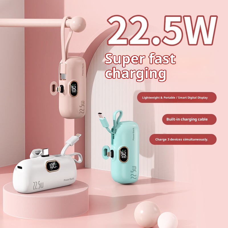 techglobe Cross-Border Digital Display Mini Compact Portable Capsule Pocket Bank 22.5W Fast Charging Mobile Power Wholesale_voghion.com