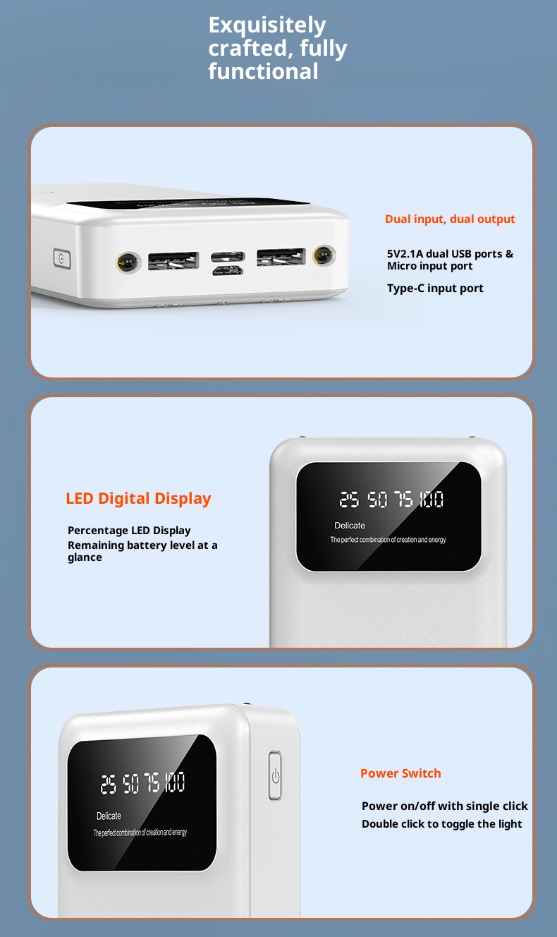 techglobe Grenzüberschreitender Großhandel Neue Tatsächliche 2W Milliampere Bank Mobile Power Ultra-Thin Portable Printed_voghion.com