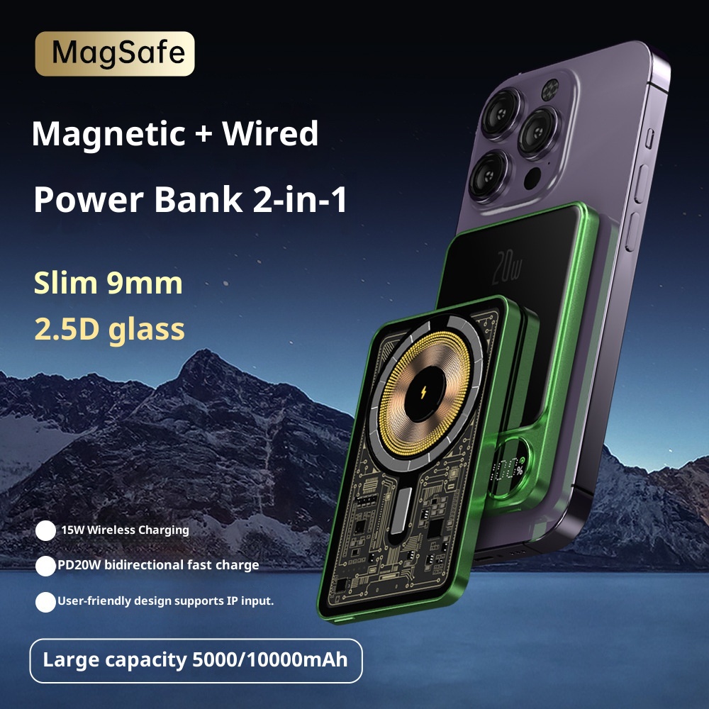 techglobe Magnetische Powerbank 10000mAh Ultradünn Praktisch Kabelloses Schnellladen Clip-on Mobile Power Großhandel_voghion.com