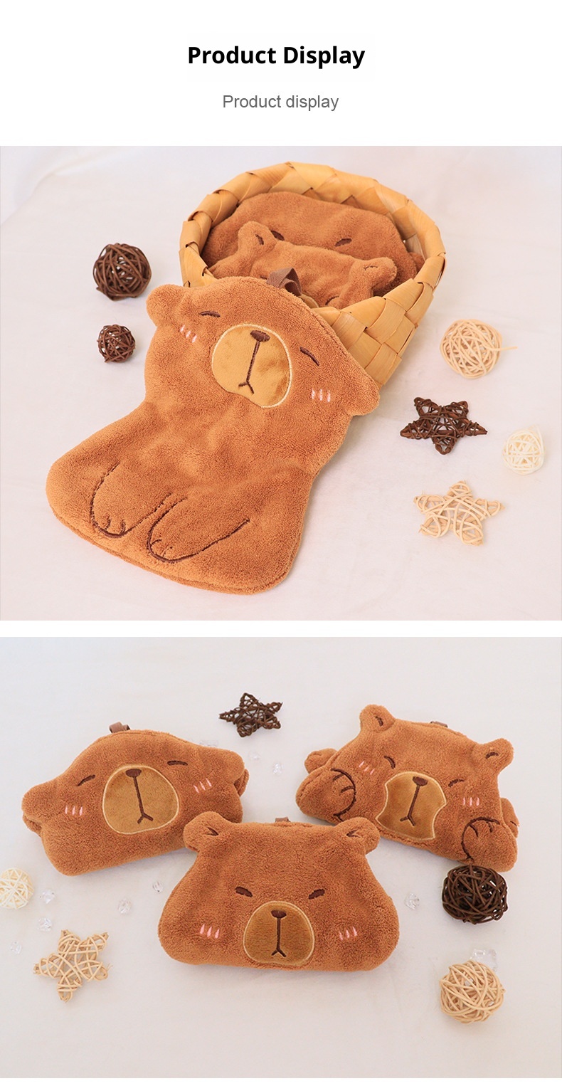 Lillian Cross-Border Kapibara Coral Fleece Hanging Thickened Non-Shedding Handkerchief Absorbent Hand Wiping Small Towel_voghion.com