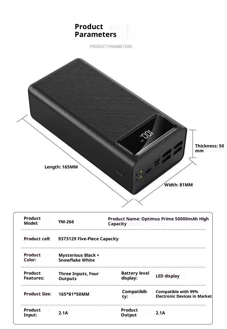 techglobe Powerbank mit großer Kapazität (50000 mAh), tragbarer Outdoor-Akku (30000 mAh), Handy-Ladegerät (40000 mAh)_voghion.com