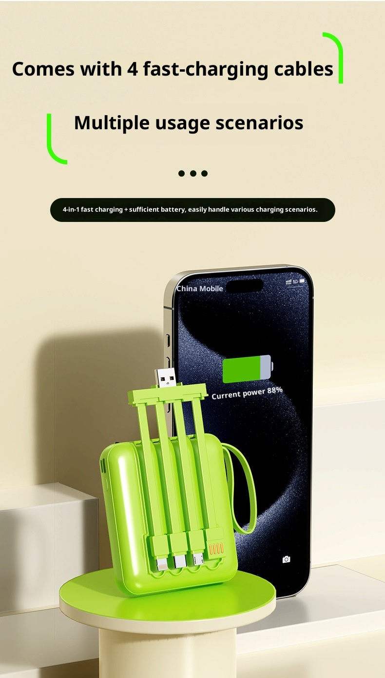 TechGlobe Gift Power Bank Wholesale Mini With Built-in 20000mAh Large Capacity Digital Display Portable Charger Data Cable_voghion.com