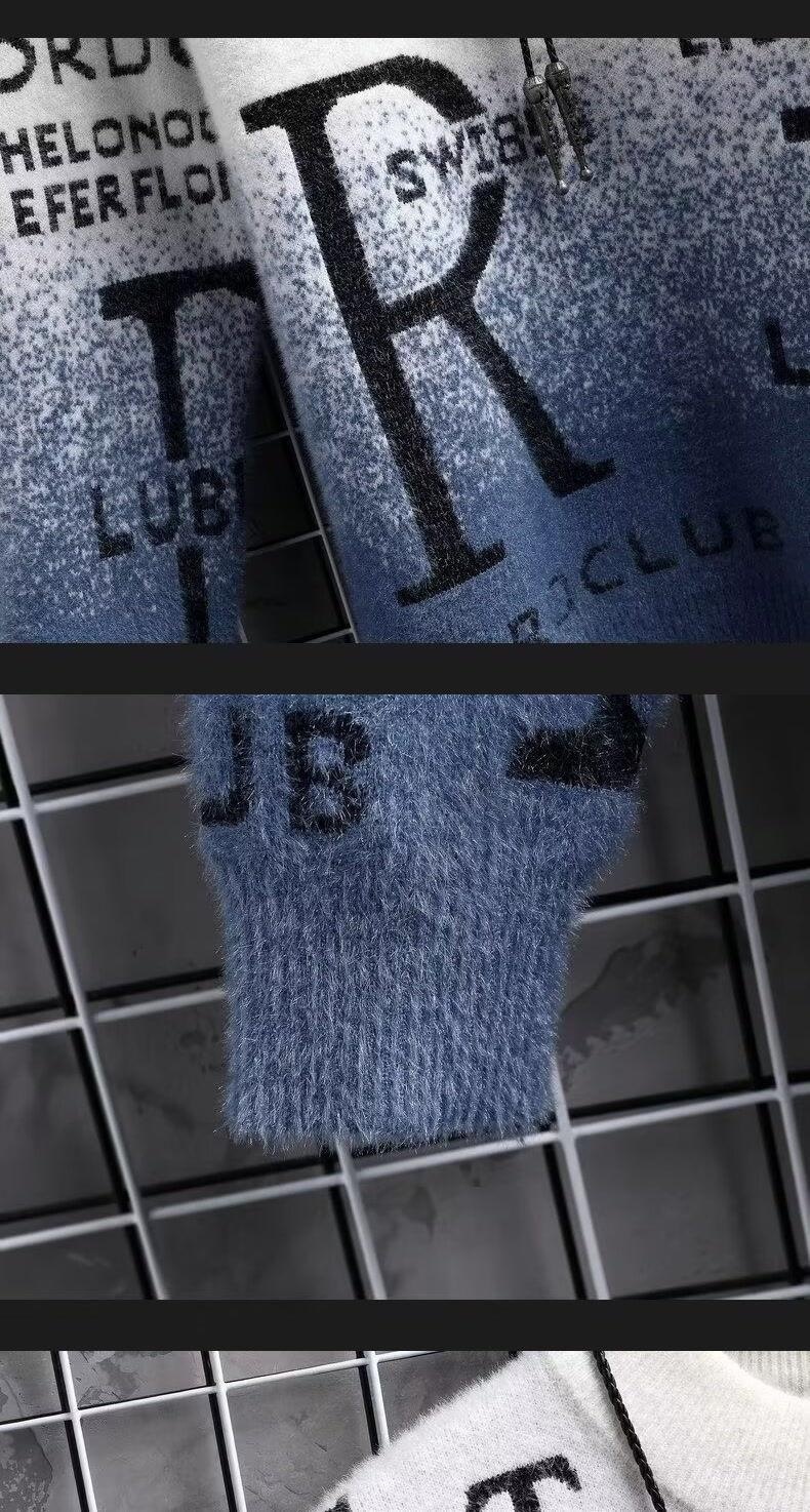 Maglione caldo invernale da uomo, con base foderata in pile, alla moda, con sfumatura di colore, per ragazzi e ragazze_voghion.com