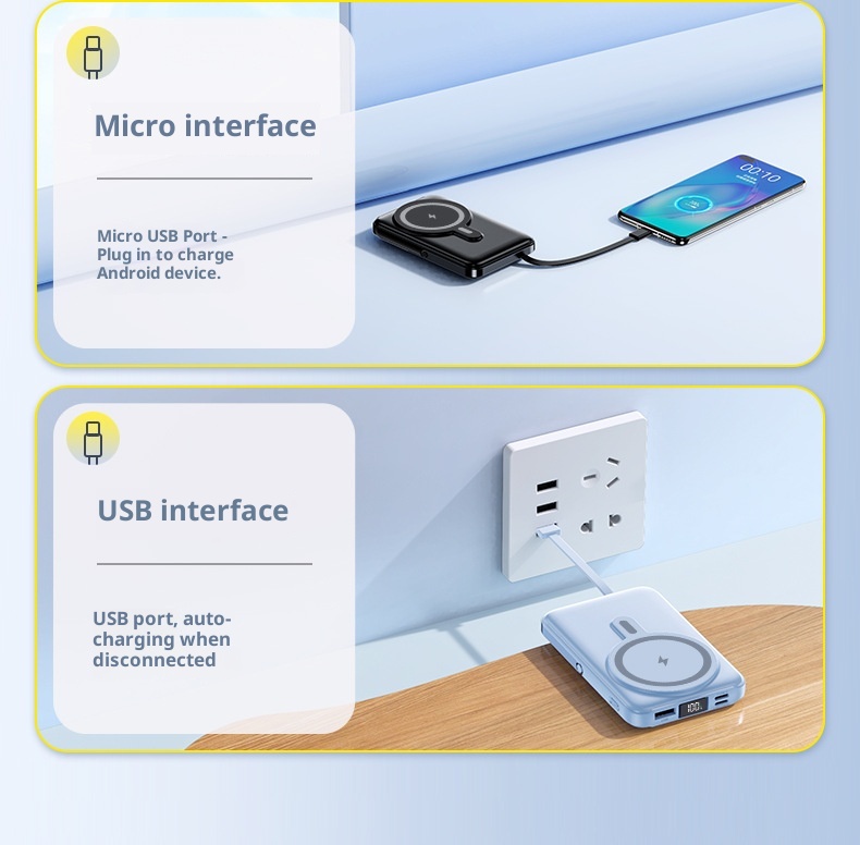 techglobe Wireless Magnetic Power Bank 10000mAh With Built-in Stand Convenient Portable Charger Custom Fast Charging_voghion.com