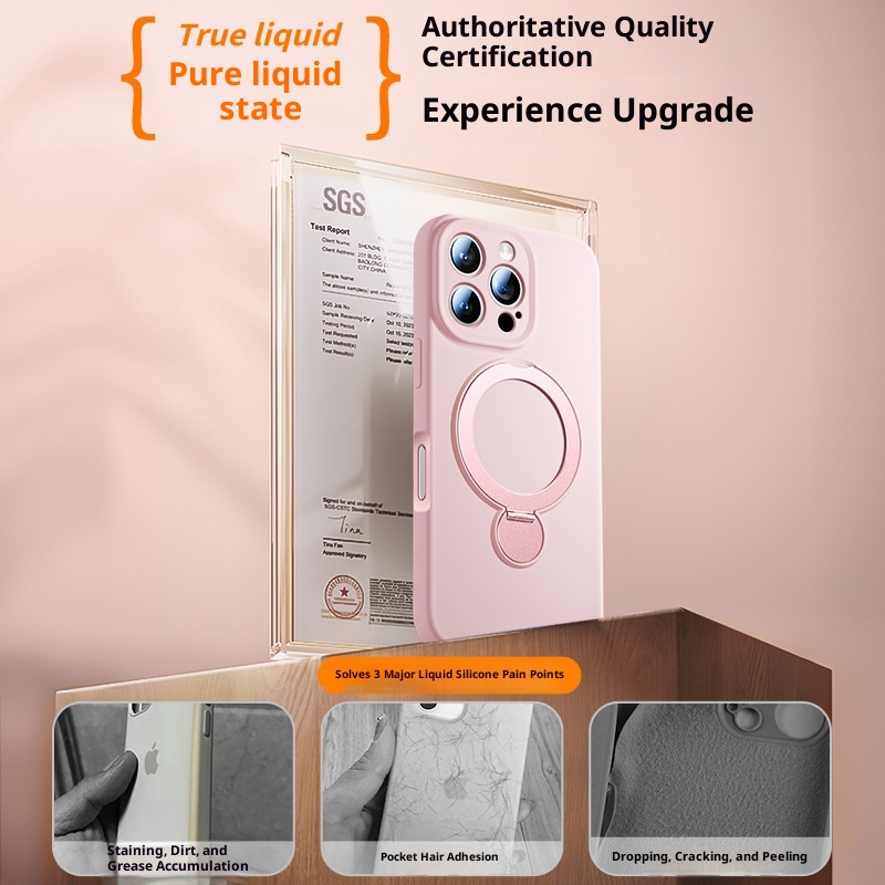 Étui de protection intégral en silicone liquide TechGlobe avec support à 360°, compatible iPhone 17 et iPhone 16 Pro, et dragonne._voghion.com