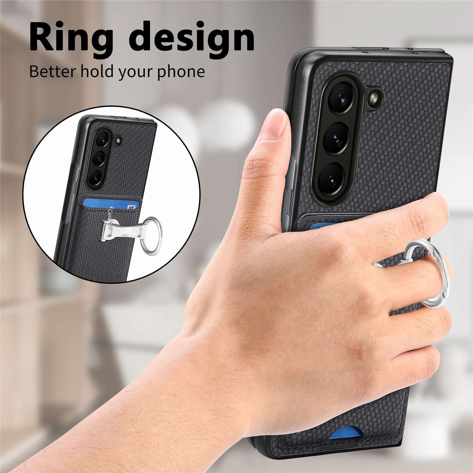 TechGlobe Compatible With Japan And Korea Sam Samsung ZFold7 Multifunctional Ring Stand Card Holder Phone Case 360°Rotating_voghion.com