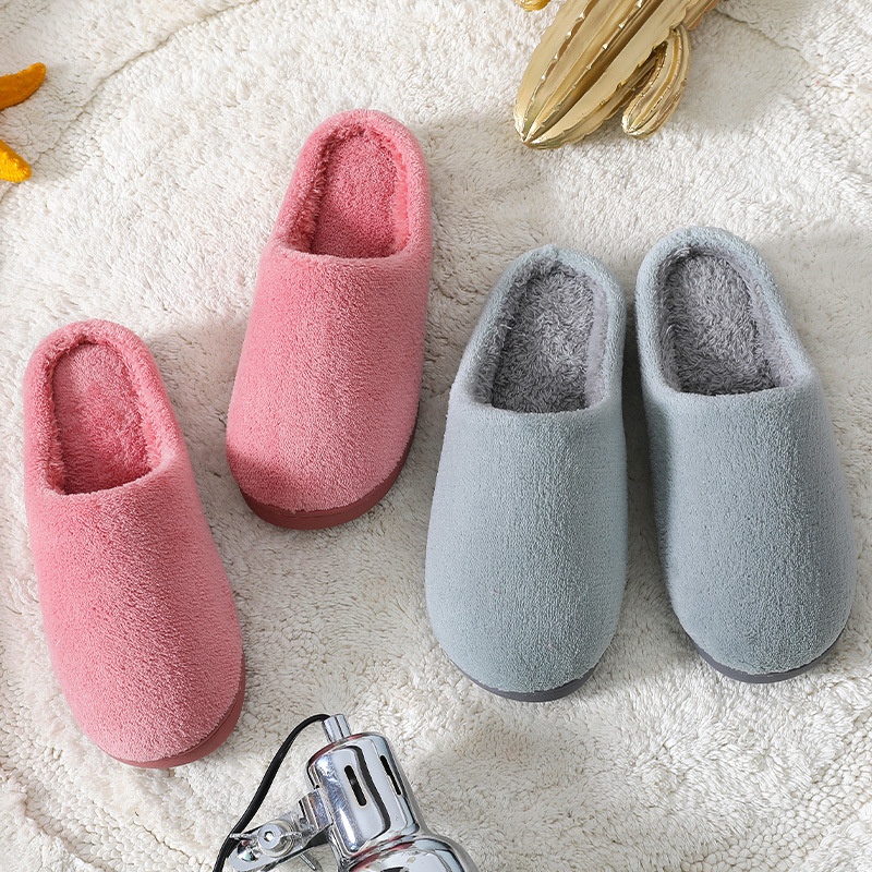 Zees Autumn Winter Women's Cotton Couple Cartoon Home Thick Sole Korean Style Warm Maternity Shoes Non-Slip Men's Wool_voghion.com