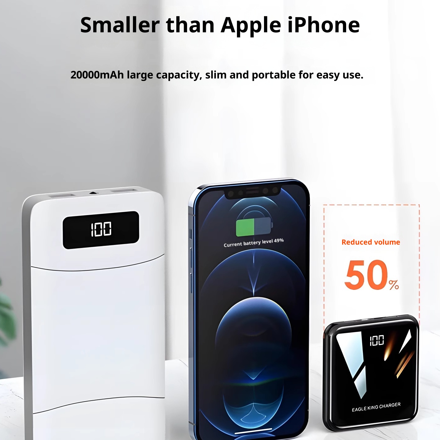 techglobe 3C Certified Mini Built-in Cable 20000mAh Ultra-Thin Bank Fast Charging Mobile Power High-End Gift Custom_voghion.com