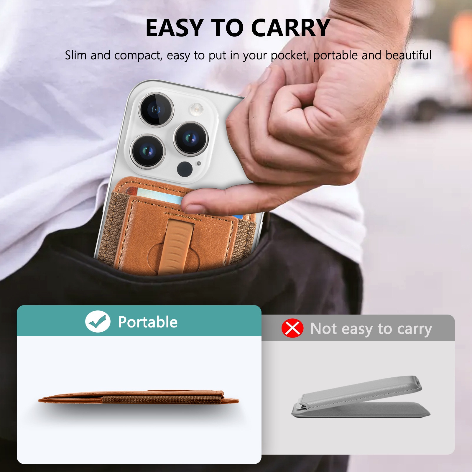 TechGlobe Compatible With IPhone 17 Magnetic Holder Card Hidden Retractable Elastic Wrist Strap N52 Phone Case_voghion.com