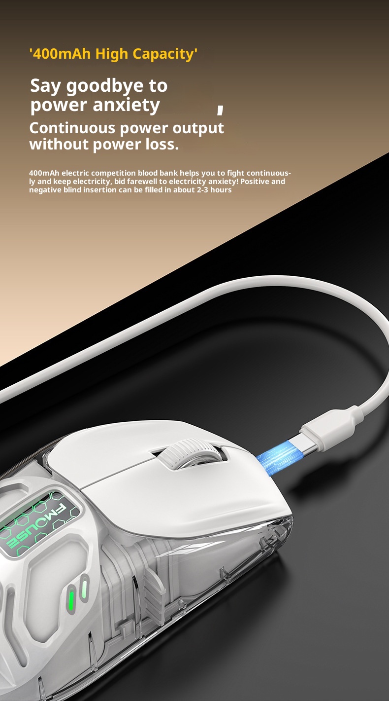 Digitex Digitex Huma Wireless Bluetooth Three-Mode Semi-Transparent Ro Programming Silent E-Sports Gaming Mouse_voghion.com