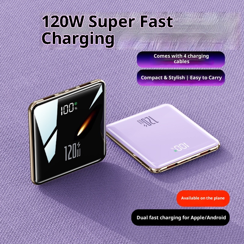 TechGlobe 3C Certified 120W Super Fast Charging With Cable 20000mAh Large Capacity Bank Mini Portable Mobile Power Supply_voghion.com