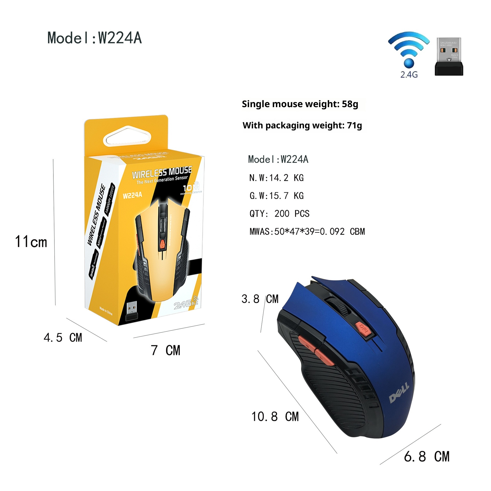 Mouse wireless da gioco Techglobe W224A 2.4G a prezzo unico trattabile_voghion.com