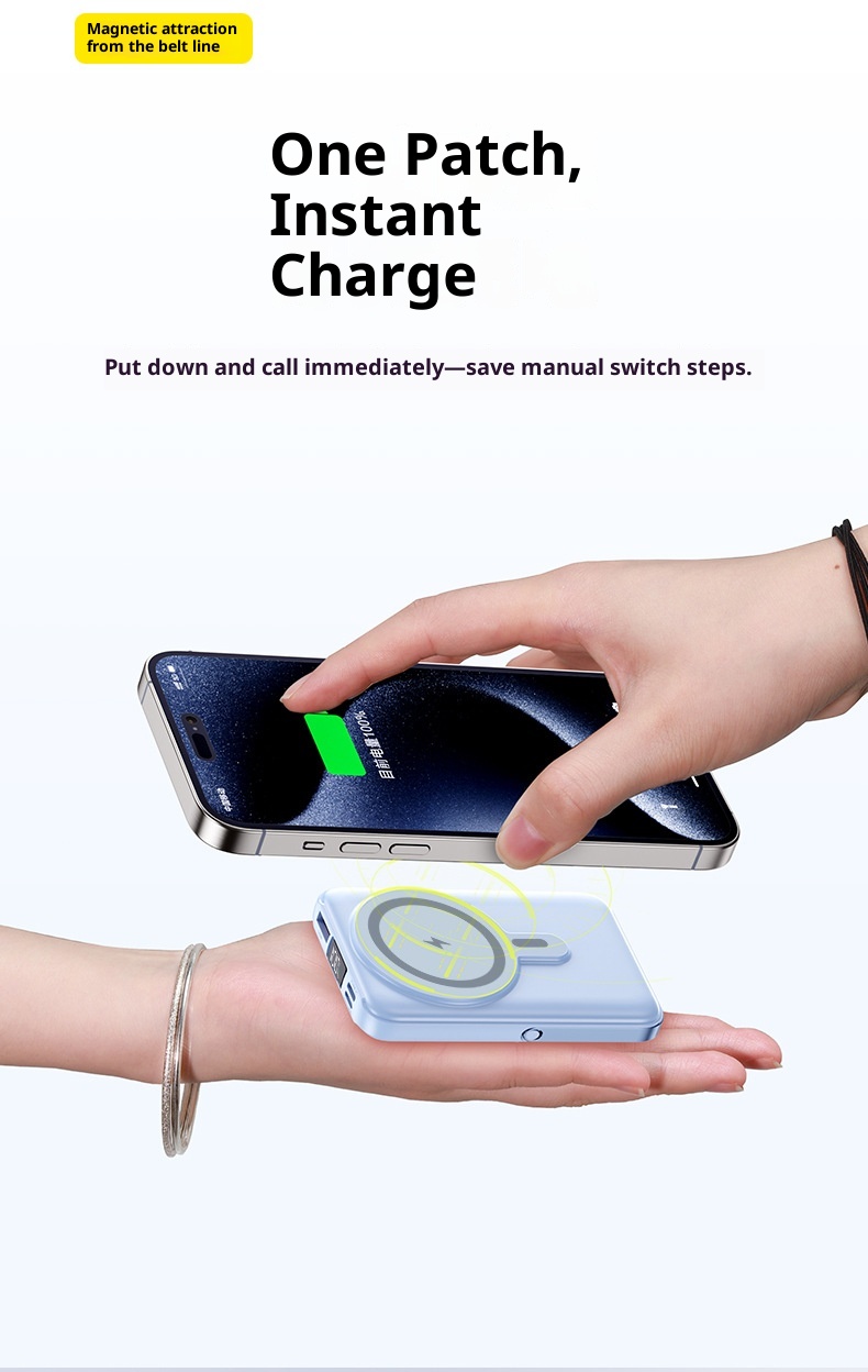 techglobe Wireless Magnetic Power Bank 10000mAh With Built-in Stand Convenient Portable Charger Custom Fast Charging_voghion.com
