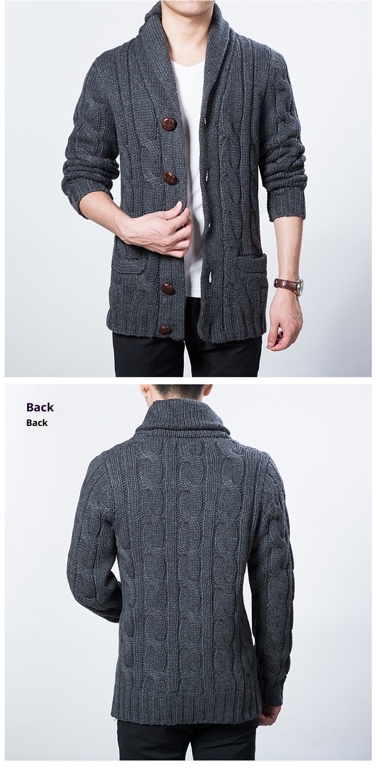 niño Niño Niño Niño Fuente transfronteriza Abrigo de lana informal para hombre Primavera y otoño Nuevo estilo Cárdigan de punto Solapa grande Tallas grandes De moda_voghion.com