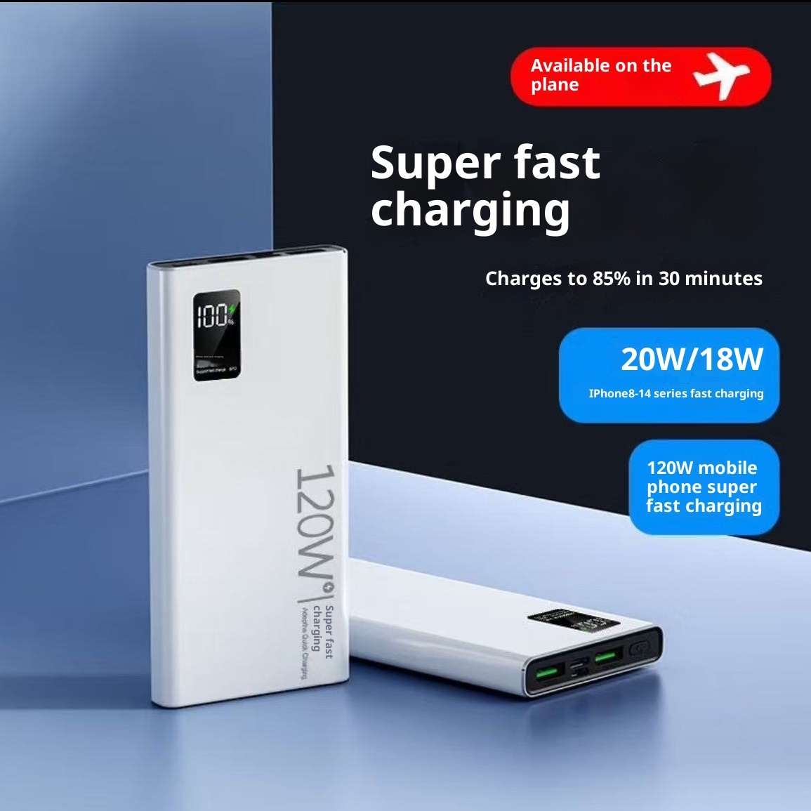 techglobe 3C Certified 120W Super Fast Charging 20000mAh Bank Large Capacity 10000mAh Portable Mobile Power Supply_voghion.com